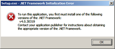 .Net Framework Error